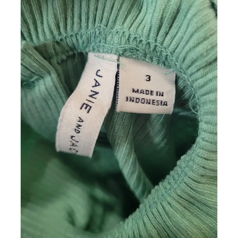 Janie and Jack Toddler Girls Top Mint Pastel Spring Shirt 3 Ruffle Neck Line #5‎